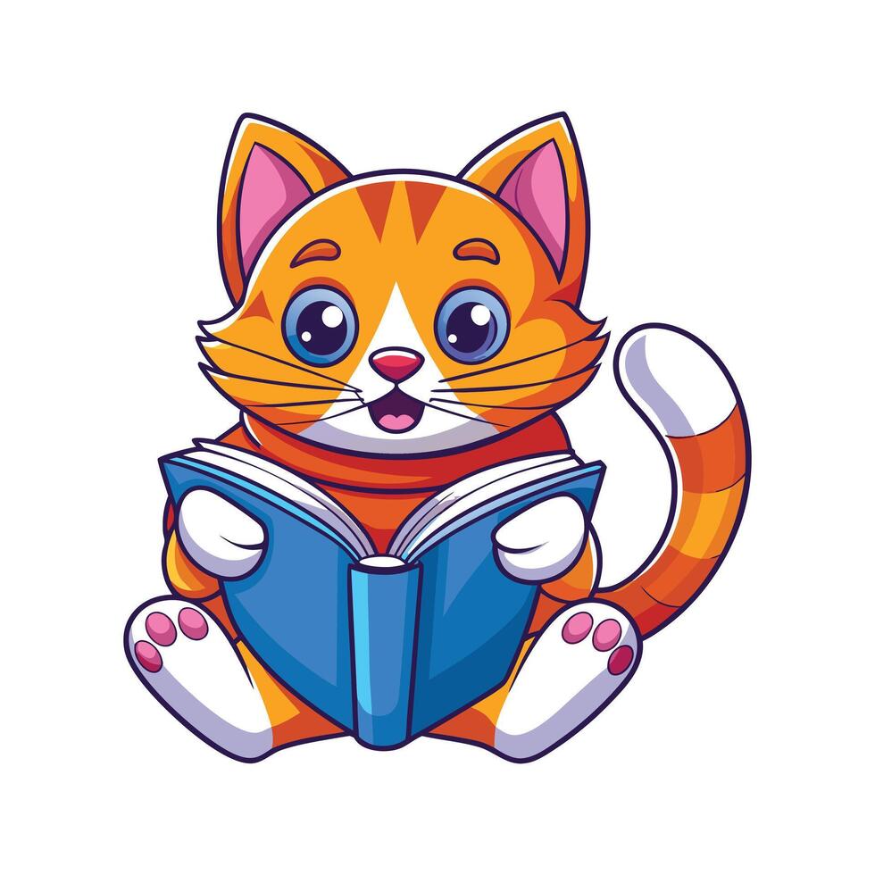 Fluffy gentle playful loving cat. vector