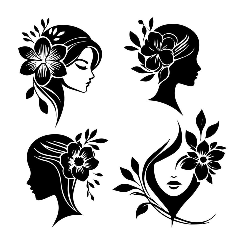 Outline flower set for artistic designs. vector
