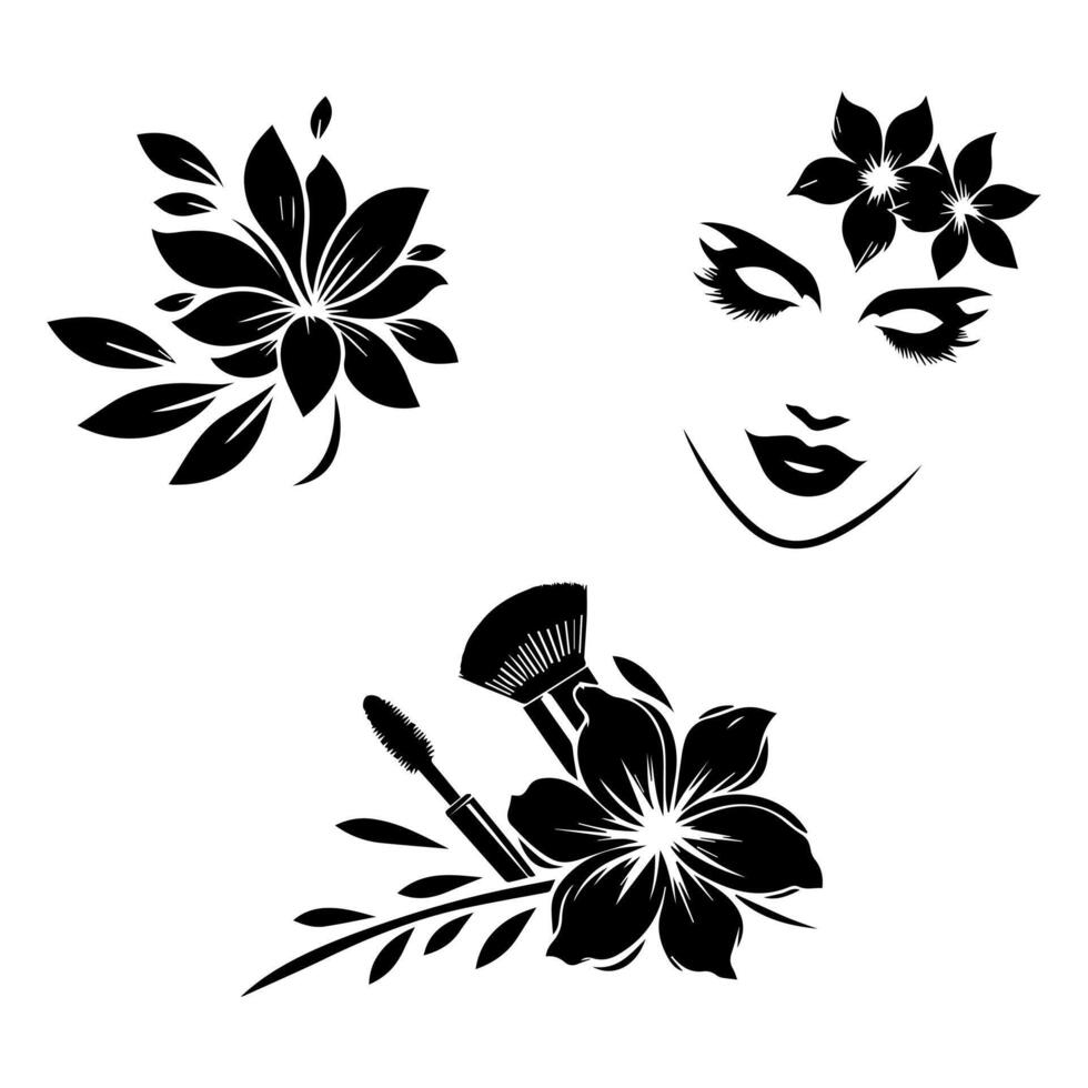 Outline flower set for artistic designs. vector
