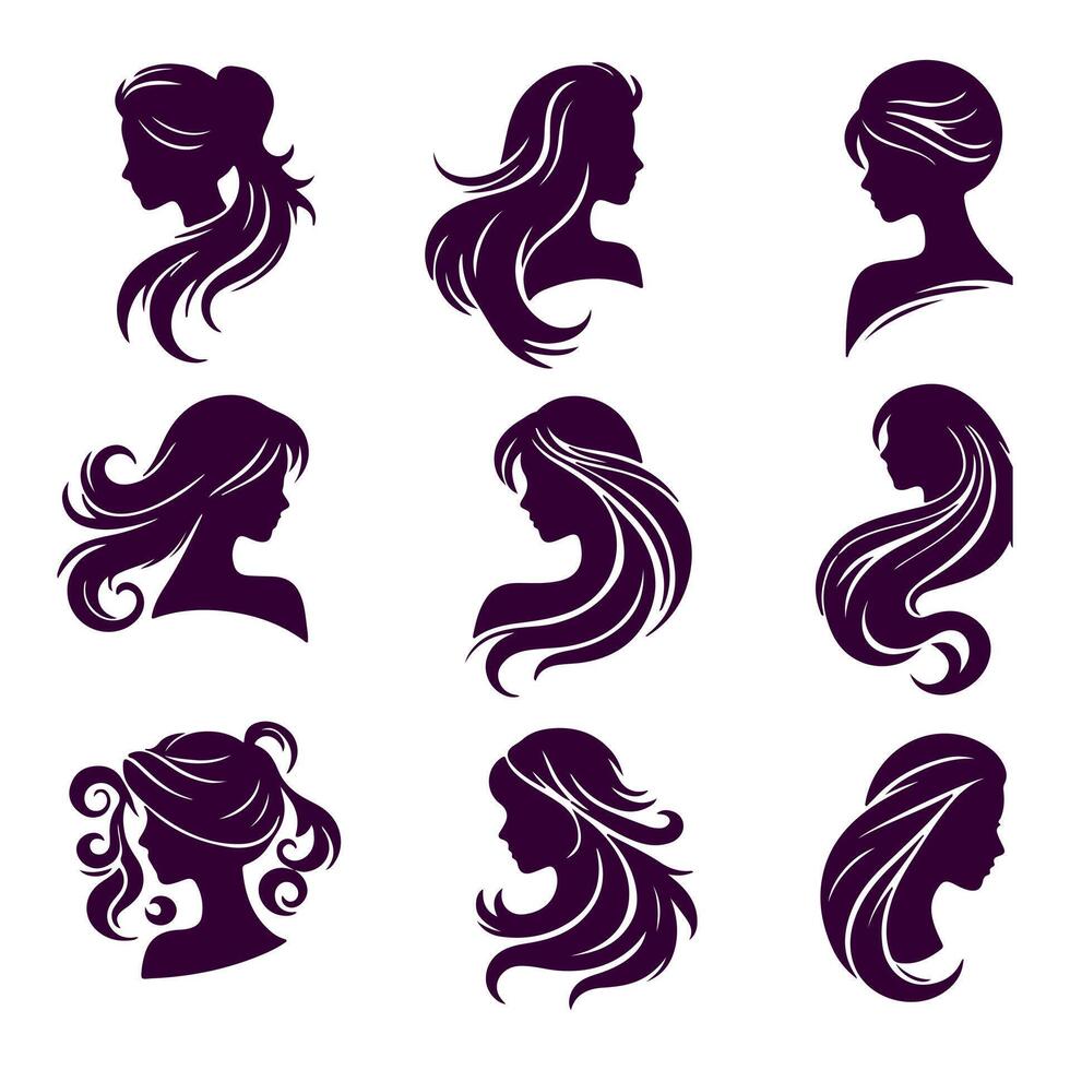 Elegant Hairstyles for Modern Women. vector