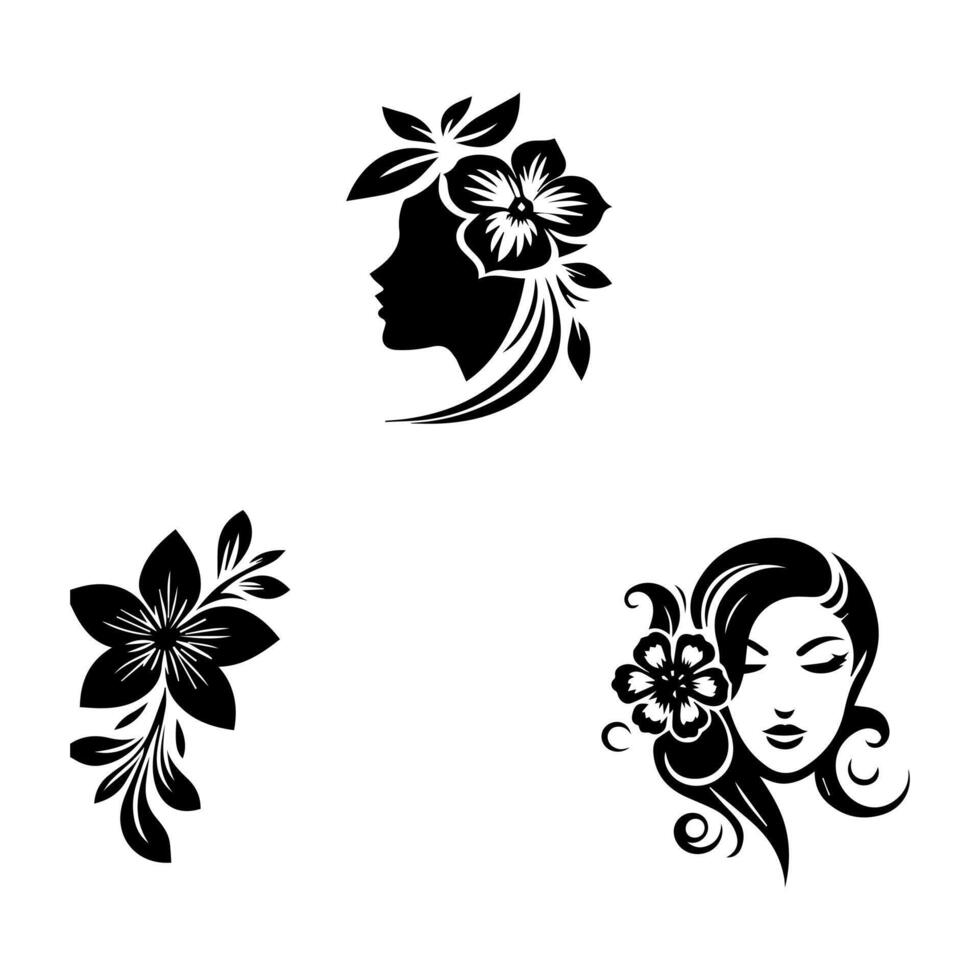 Outline flower set for artistic designs. vector