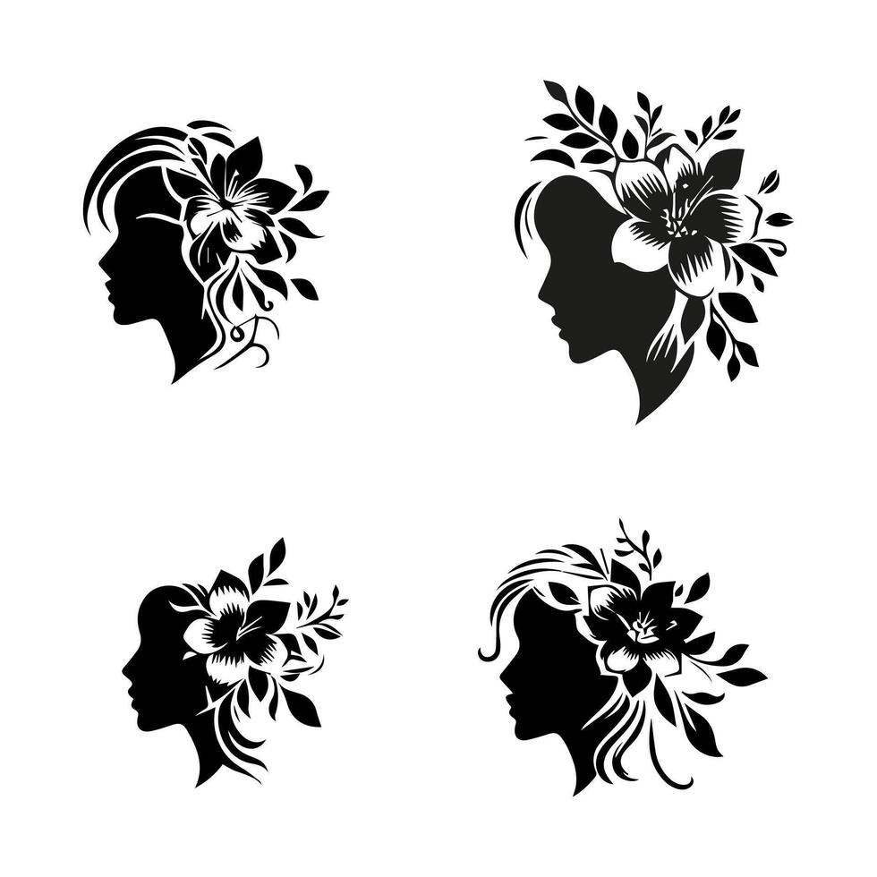 Outline flower set for artistic designs. vector