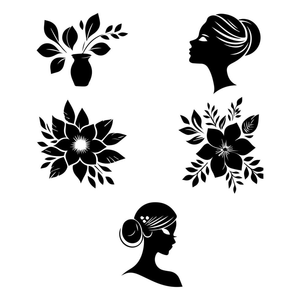 Outline flower set for artistic designs. vector