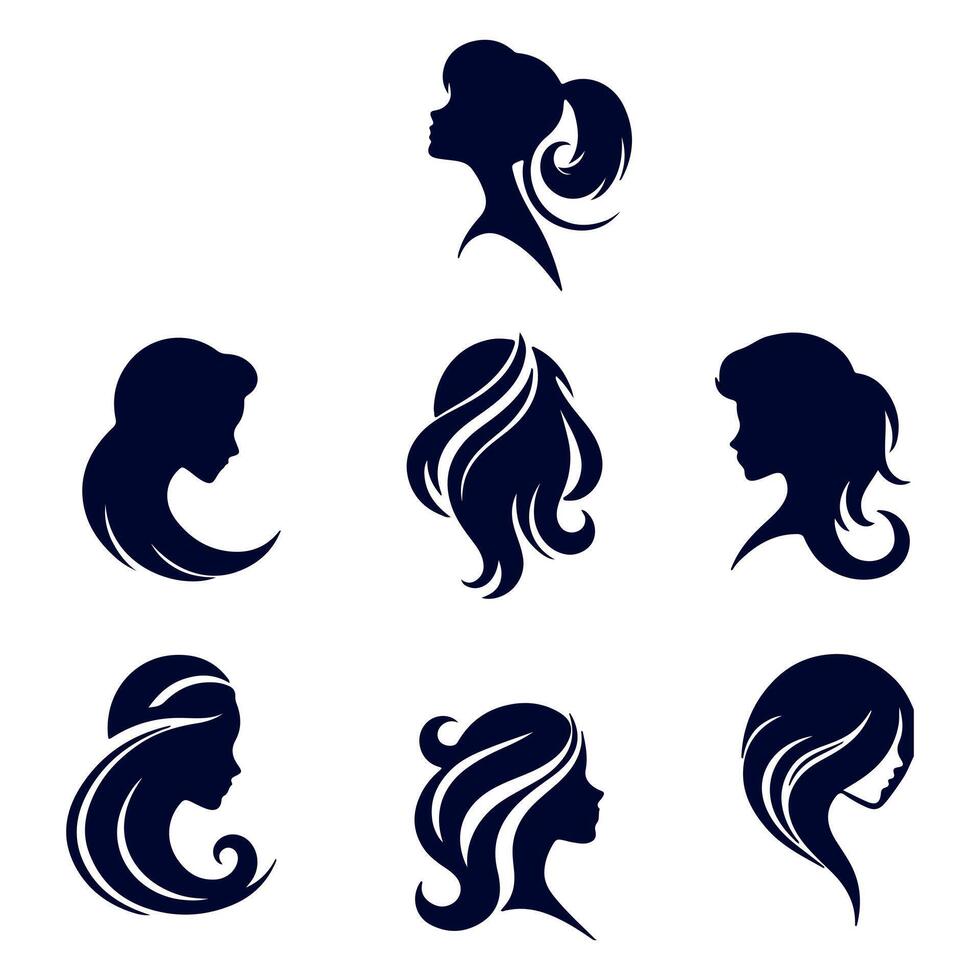 Elegant Hairstyles for Modern Women. vector
