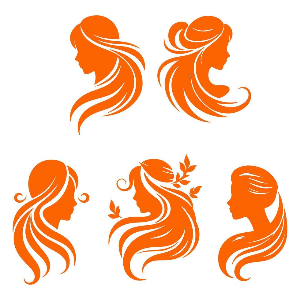 Elegant Hairstyles for Modern Women. vector