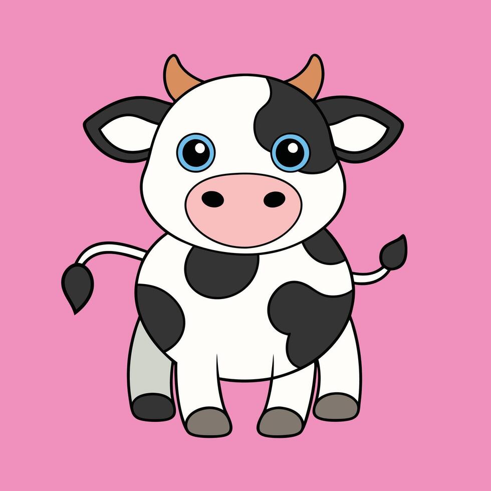 Holstein Cow Illustration - Cartoon, Clipart And Line Art Design, Holstein cow illustration in cartoon, clipart, and line art styles vector