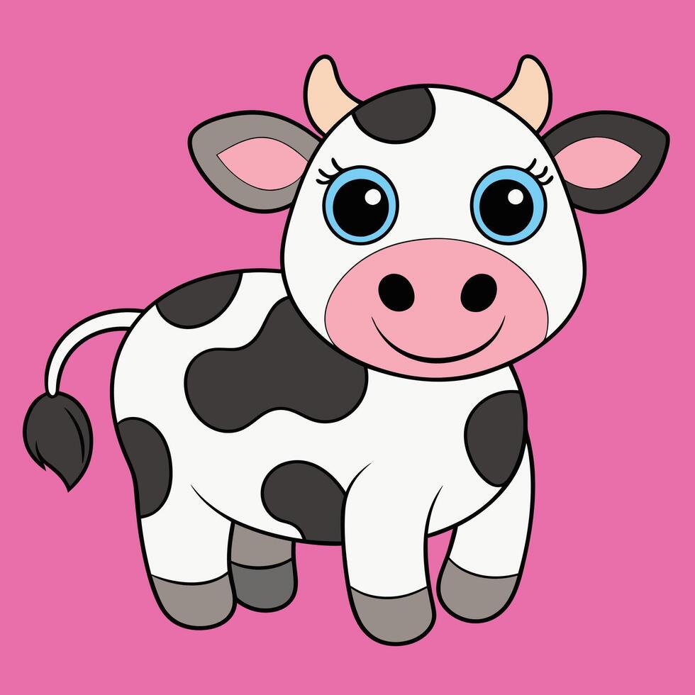 Holstein Cow Illustration - Cartoon, Clipart And Line Art Design, Holstein cow illustration in cartoon, clipart, and line art styles vector