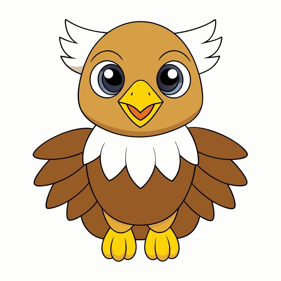 Cute Eagle Illustration - Cartoon, Clipart, and Line Art Design, Charming eagle illustration, perfect for digital and print design projects vector