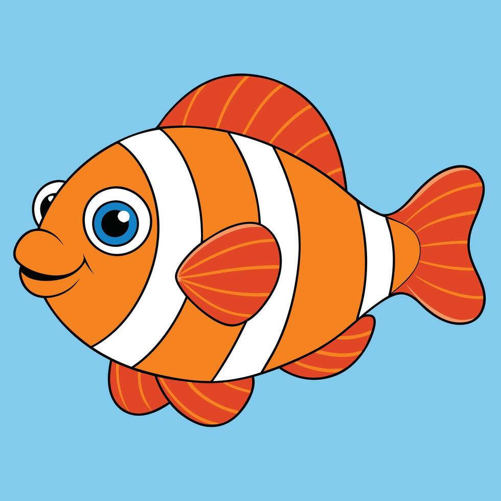 Clownfish Illustration - Cartoon, Clipart And Line Art Design, Clownfish illustration in cartoon, clipart, and line art styles vector