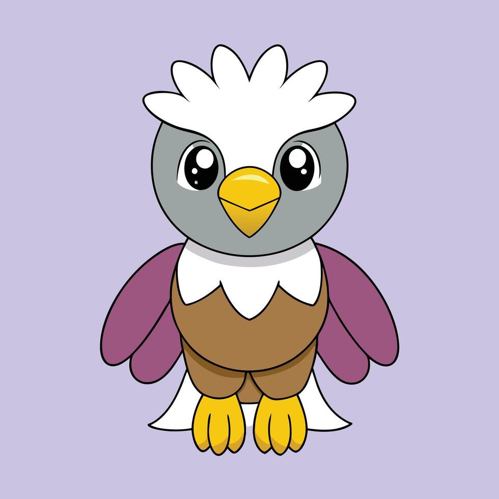 Cute Eagle Illustration - Cartoon, Clipart, and Line Art Design, Charming eagle illustration, perfect for digital and print design projects vector