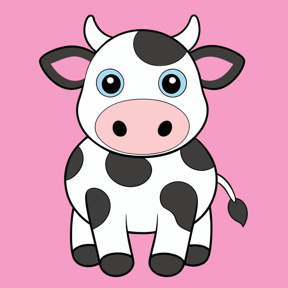Holstein Cow Illustration - Cartoon, Clipart And Line Art Design, Holstein cow illustration in cartoon, clipart, and line art styles vector