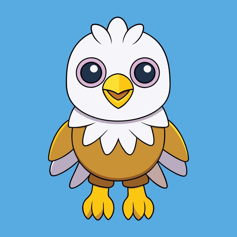 Cute Eagle Illustration - Cartoon, Clipart, and Line Art Design, Charming eagle illustration, perfect for digital and print design projects vector