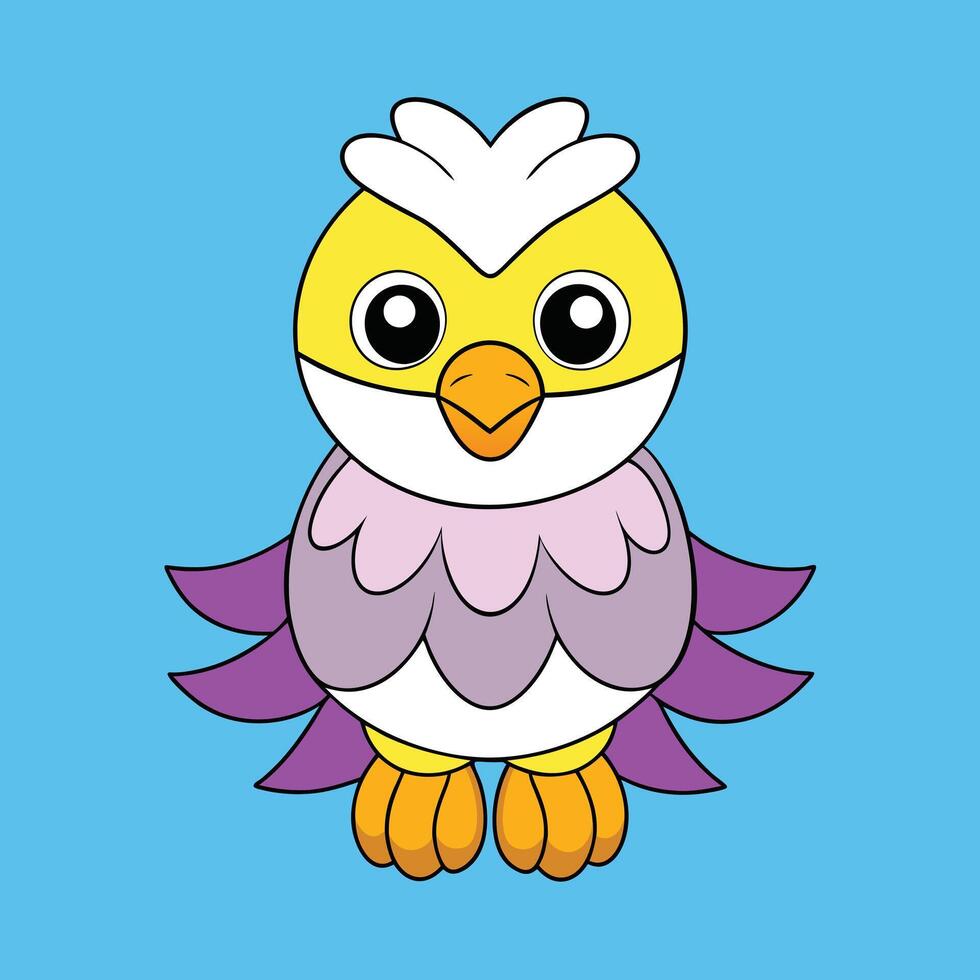 Cute Eagle Illustration - Cartoon, Clipart, and Line Art Design, Charming eagle illustration, perfect for digital and print design projects vector