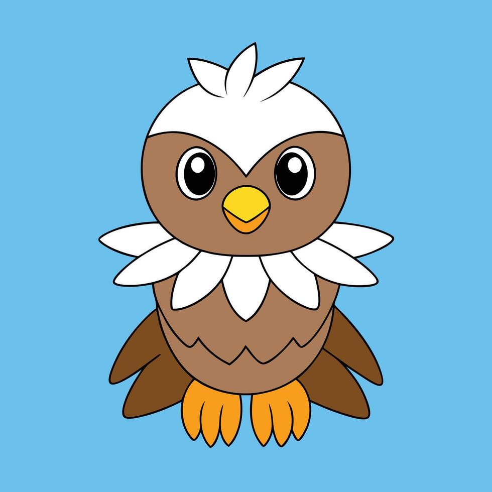 Cute Eagle Illustration - Cartoon, Clipart, and Line Art Design, Charming eagle illustration, perfect for digital and print design projects vector