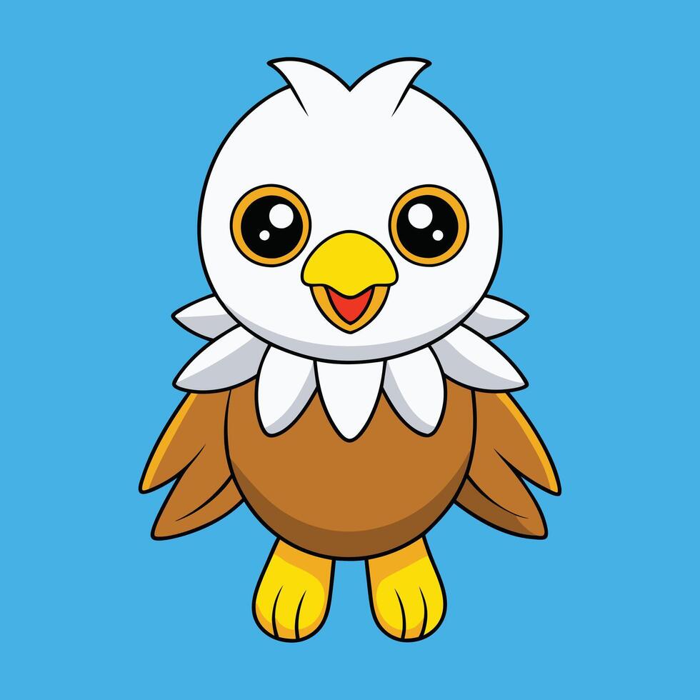 Cute Eagle Illustration - Cartoon, Clipart, and Line Art Design, Charming eagle illustration, perfect for digital and print design projects vector
