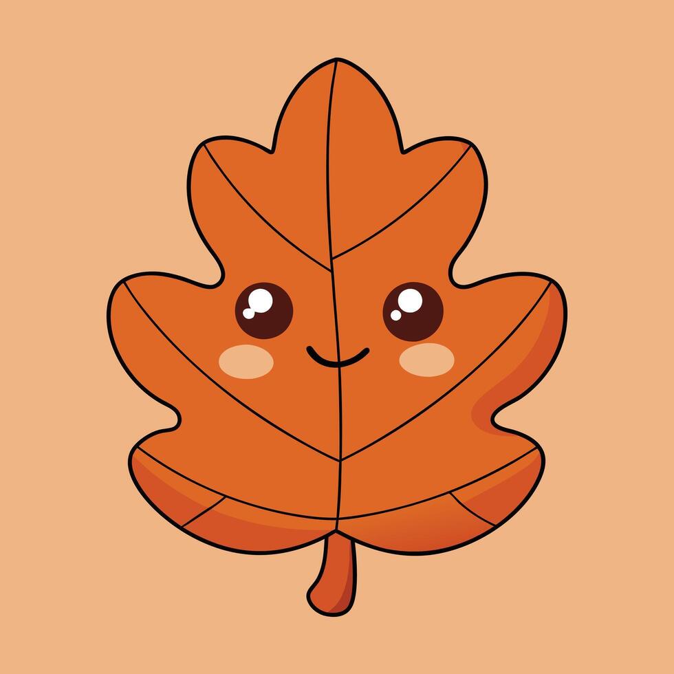 Cute Oak Leaf Illustration - Cartoon, Clipart, and Line Art Design, Charming oak leaf illustration, ideal for digital and print design projects vector