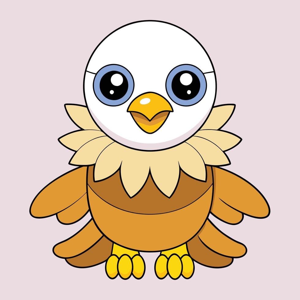 Cute Eagle Illustration - Cartoon, Clipart, and Line Art Design, Charming eagle illustration, perfect for digital and print design projects vector