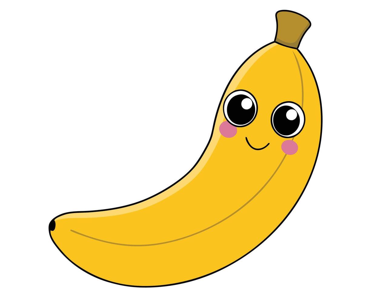 Cute Banana Illustration - Cartoons, Clipart, and Line Art Design for Microstock, Adorable banana illustration, perfect for cartoons, clipart, and line art designs. vector