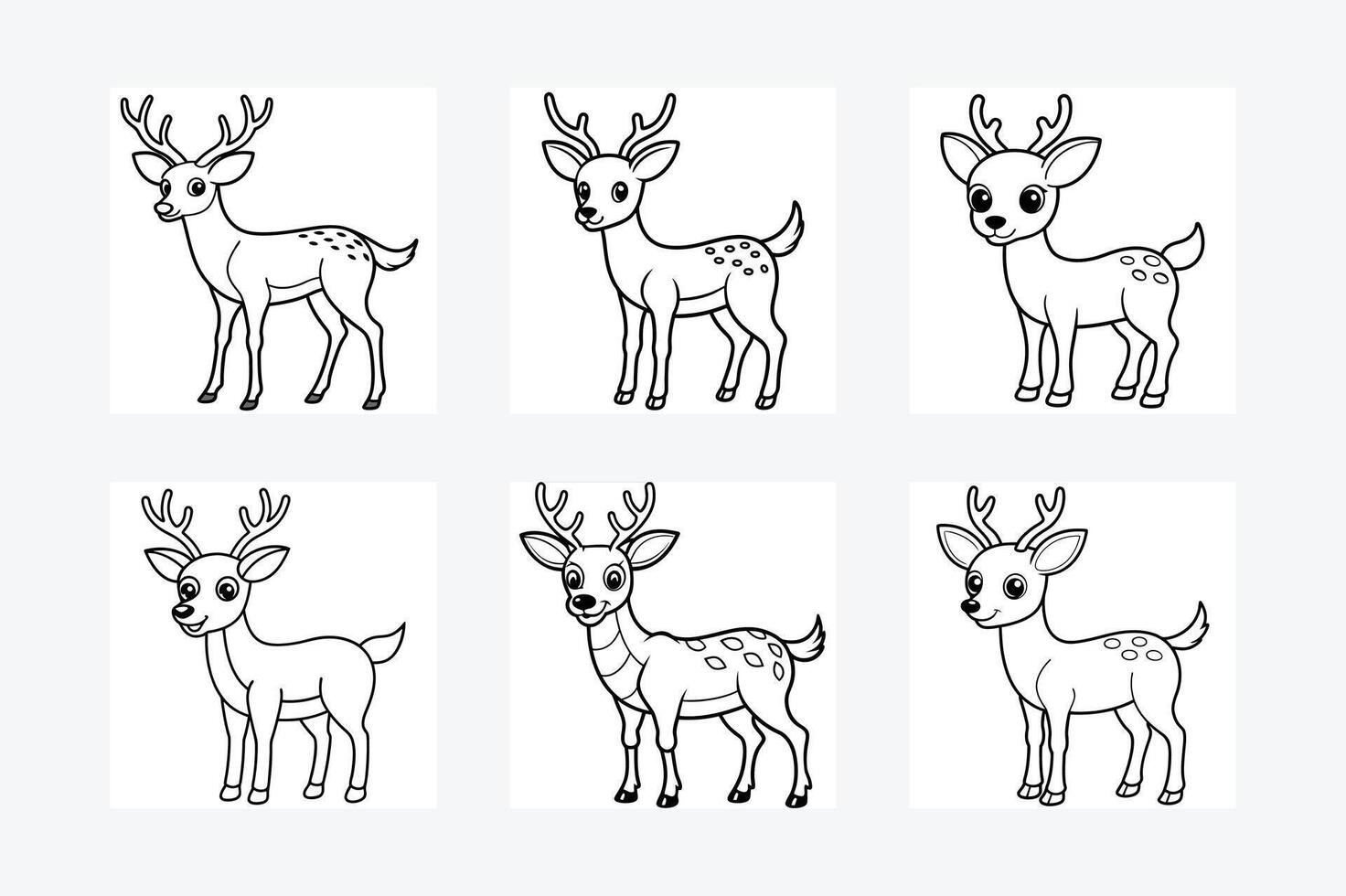 Funny Cartoon Deer Silhouette illustration black and white vector