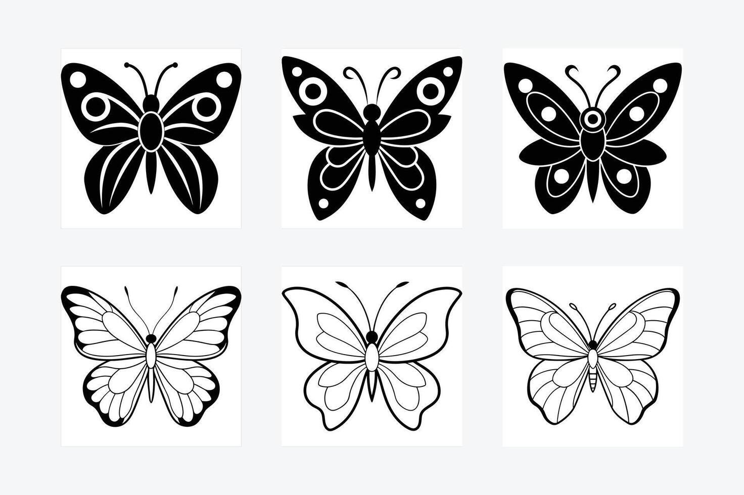 Butterfly Silhouette in Mariposa format only Black, Beautiful black and white butterfly isolated image vector