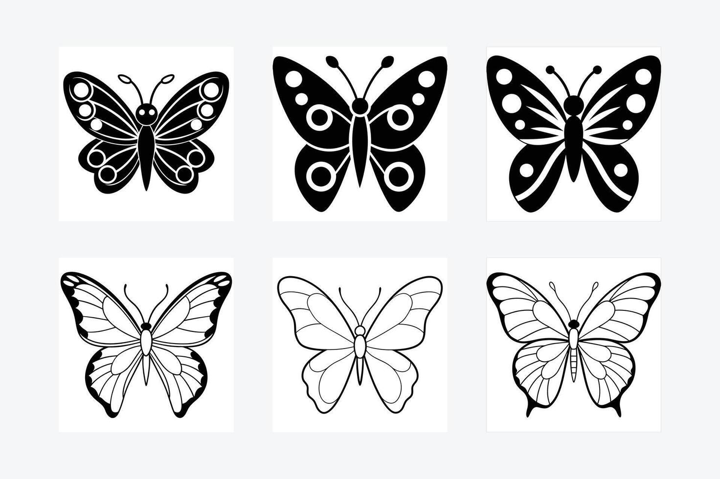 Butterfly Silhouette in Mariposa format only Black, Beautiful black and white butterfly isolated image vector