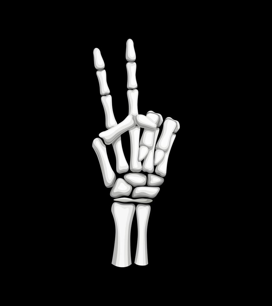 Skeleton hand forming V for victory gesture vector