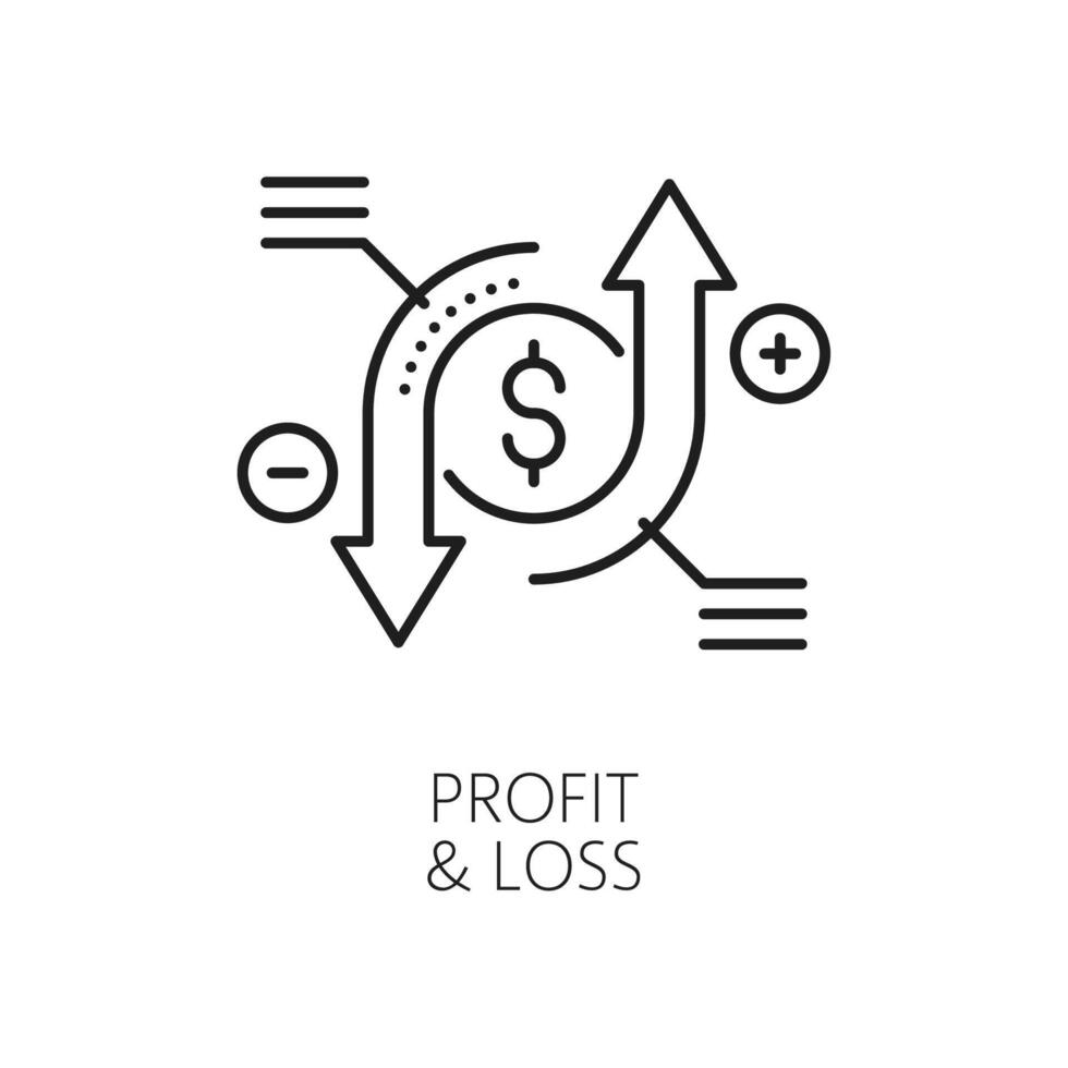 Financial analysis line icon of profit and loss vector