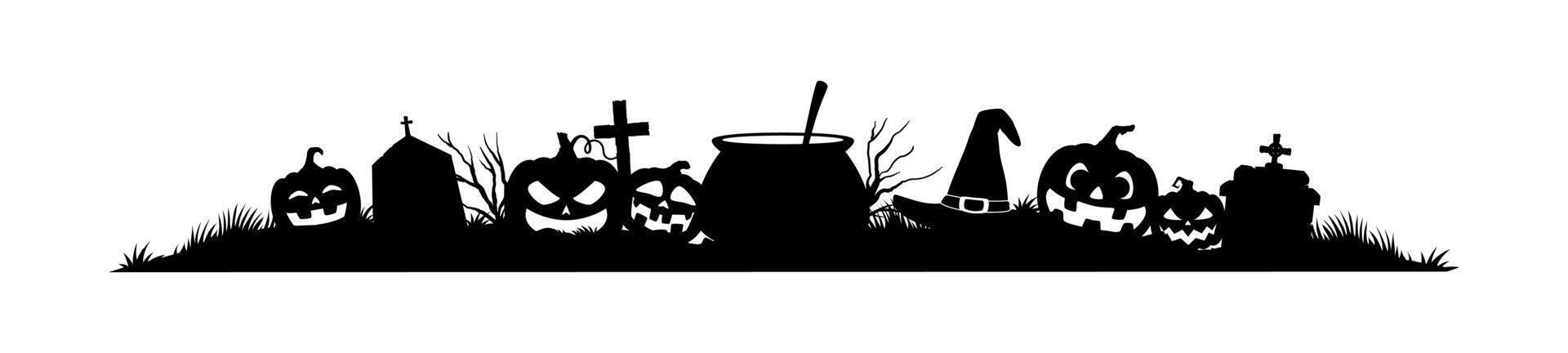 Halloween frame border and divider with pumpkins vector