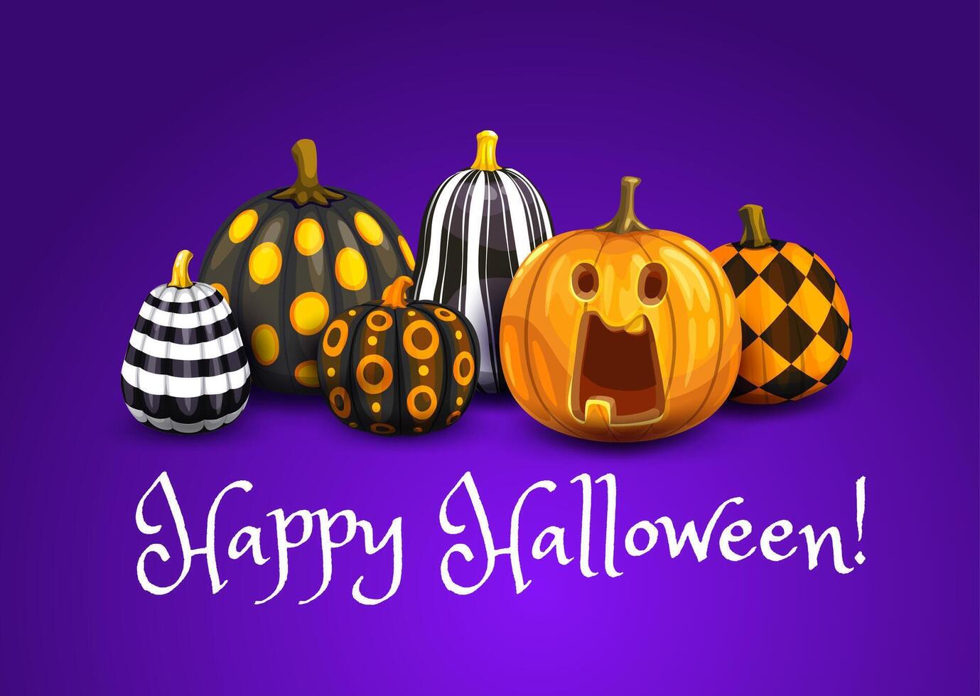 Halloween banner with patterned pumpkins vector