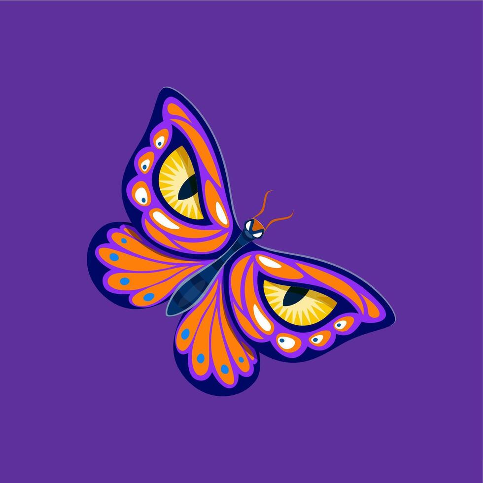 Cartoon Halloween butterfly character or moth vector