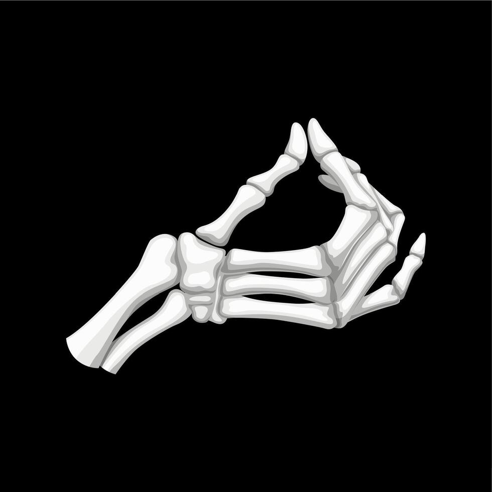 Bony skeleton hand show mischievous pinch gesture vector
