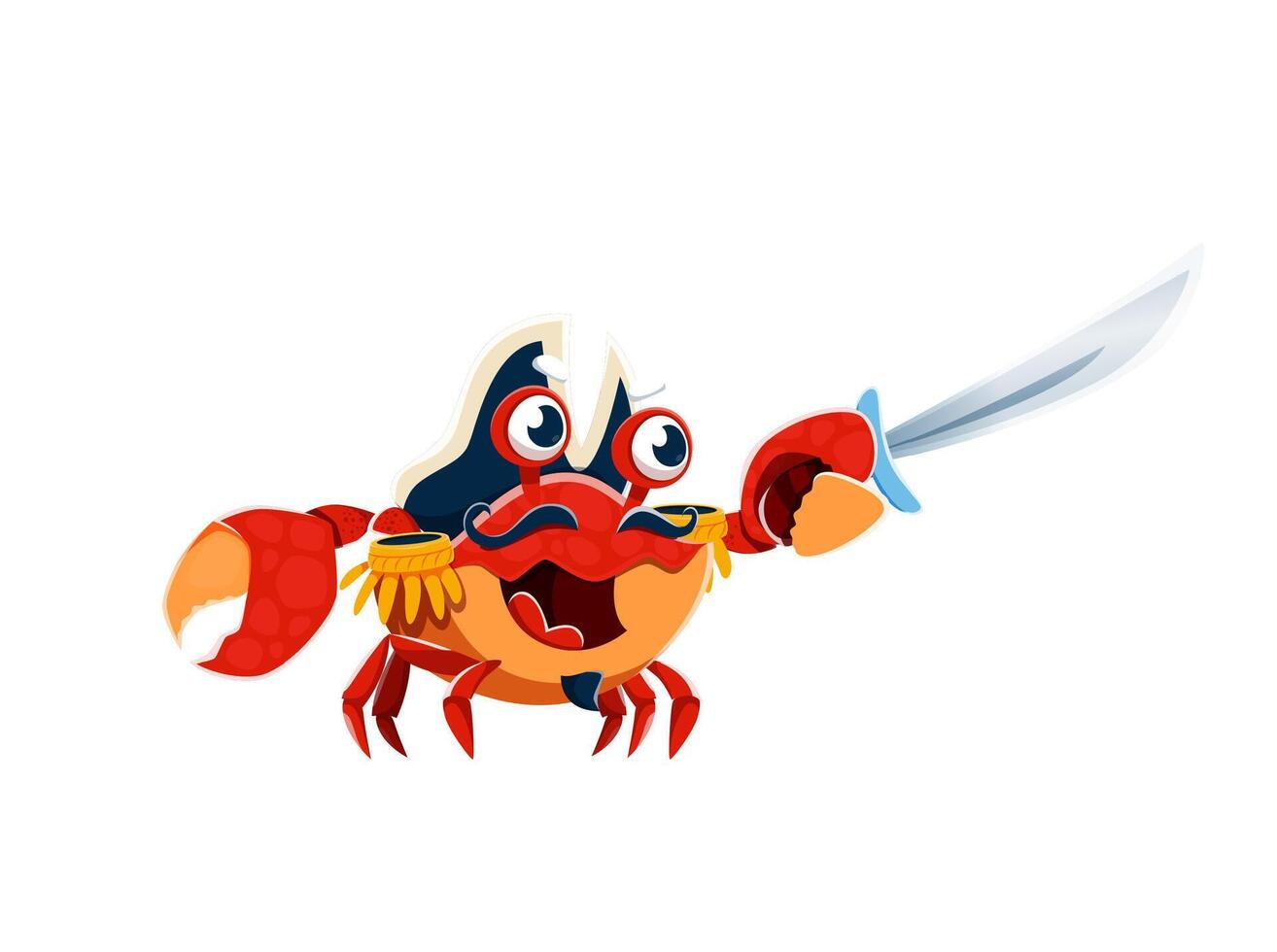 Cartoon crab animal pirate captain character vector