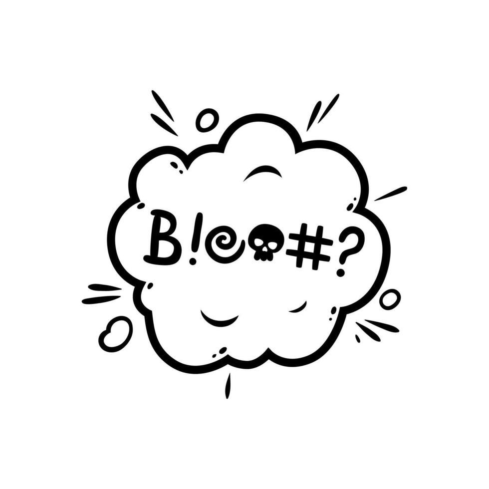 Comic swear speech bubble, hate dialogue cloud vector