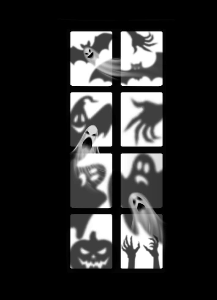 Realistic ghosts, monsters silhouettes, Halloween vector