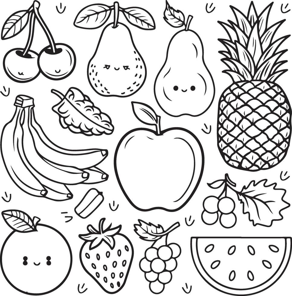 Fruits coloring page for kids colouring book page illustration vector