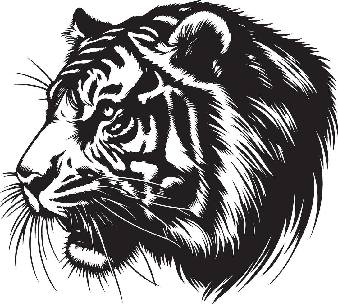 Tiger Sketch art Tiger line art silhouette illustration vector