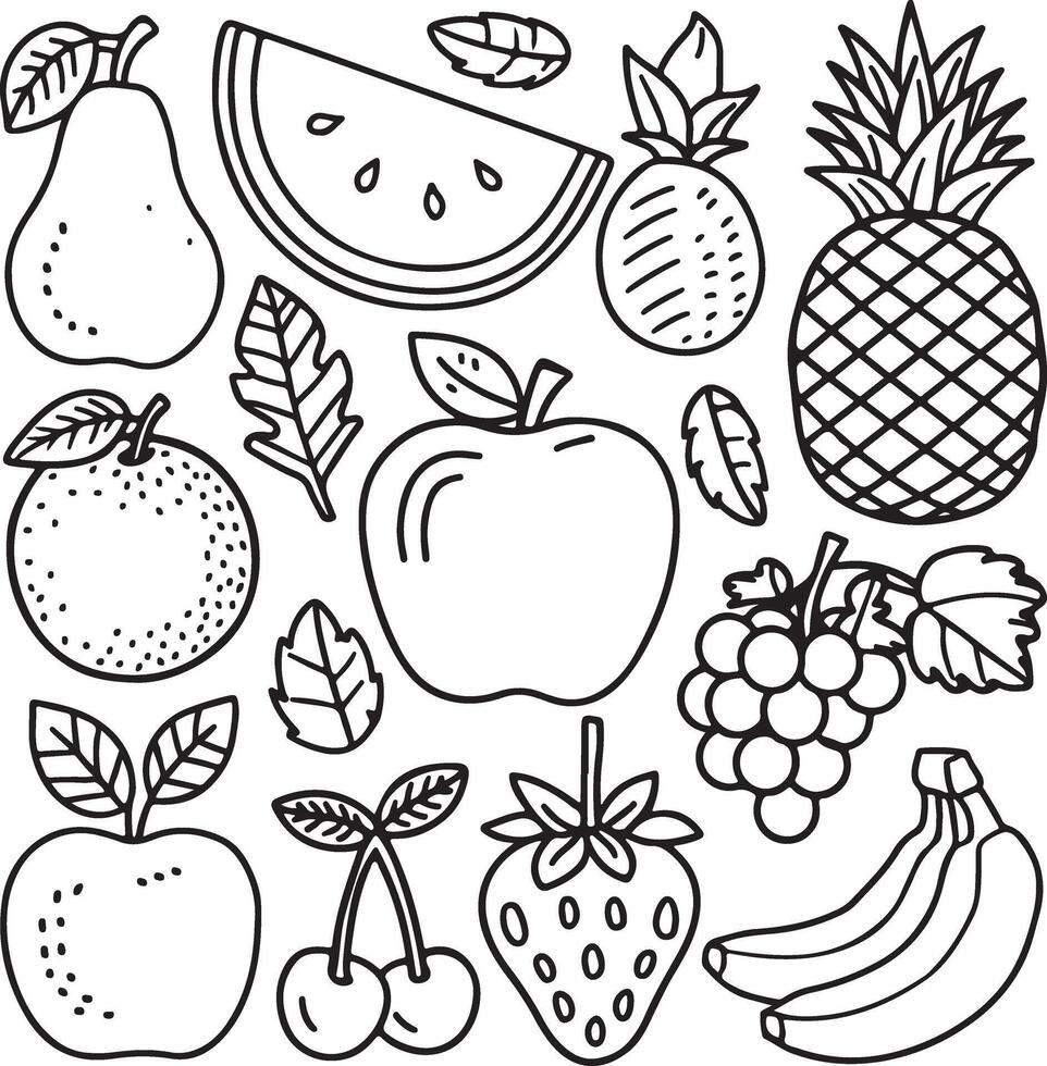 Fruits coloring page for kids colouring book page illustration vector