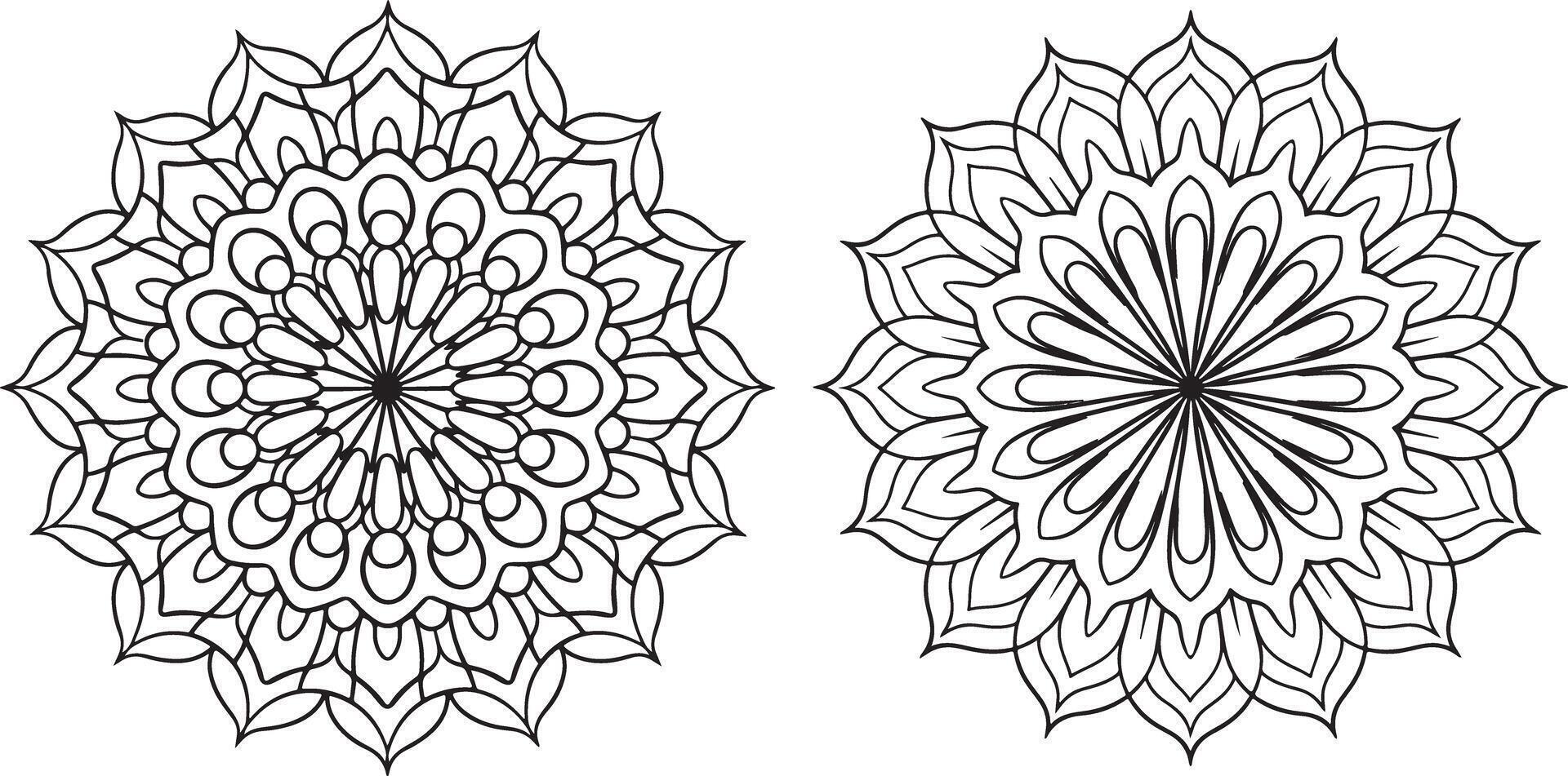 Mandala coloring page for kids round art colouring book page illustrations vector