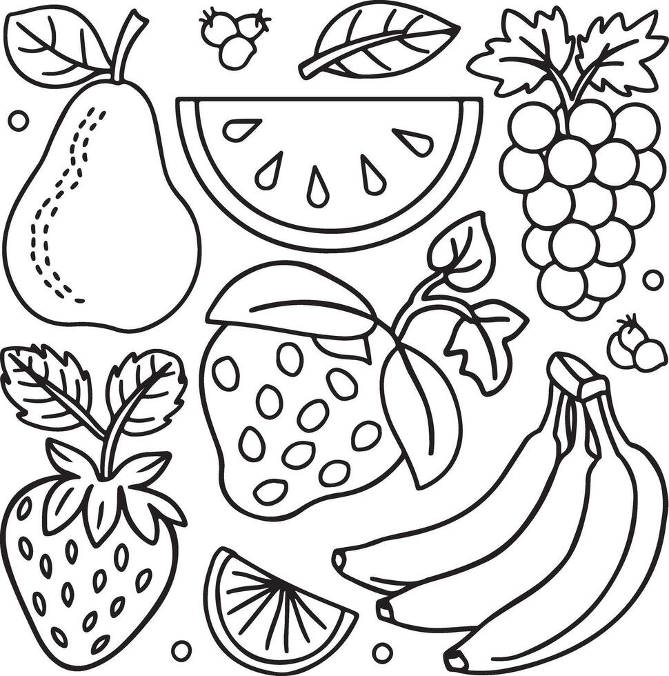 Fruits coloring page for kids colouring book page illustration vector