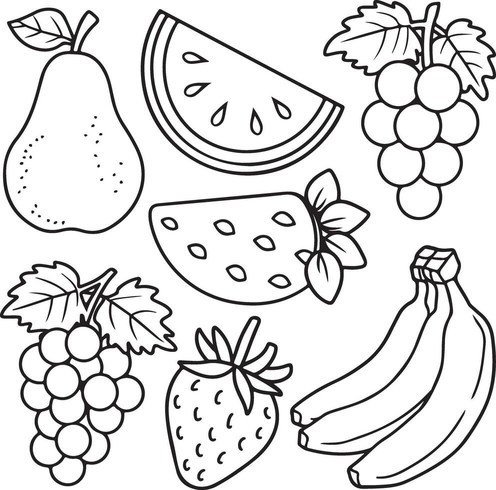 Fruits coloring page for kids colouring book page illustration vector