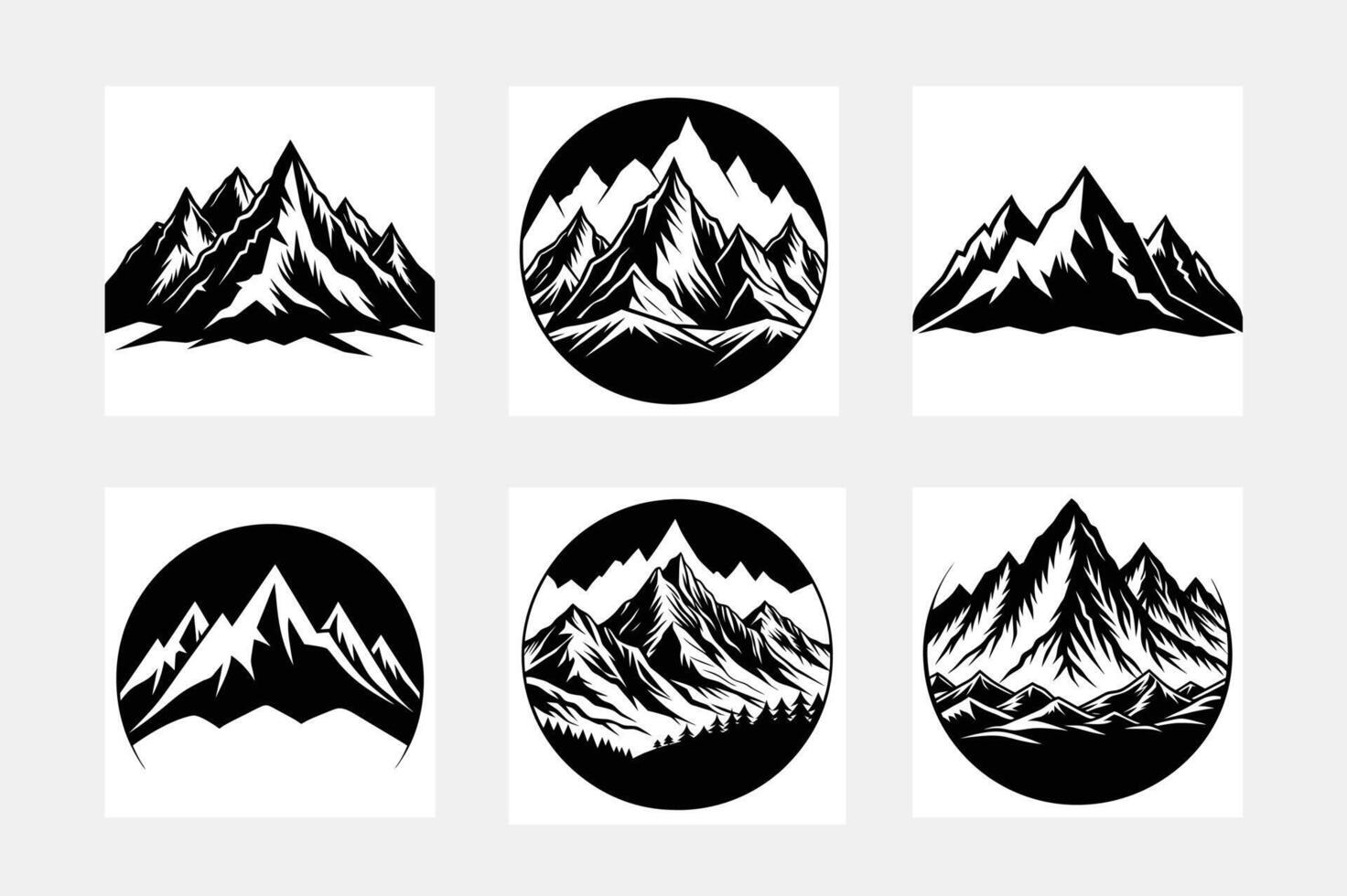 mountain silhouette , set of blue rocky mountain silhouette. bundle vector