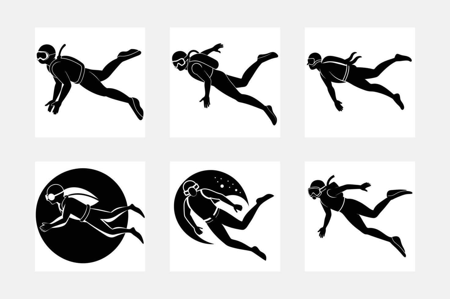 Scuba diving silhouette illustration isolated on white background vector