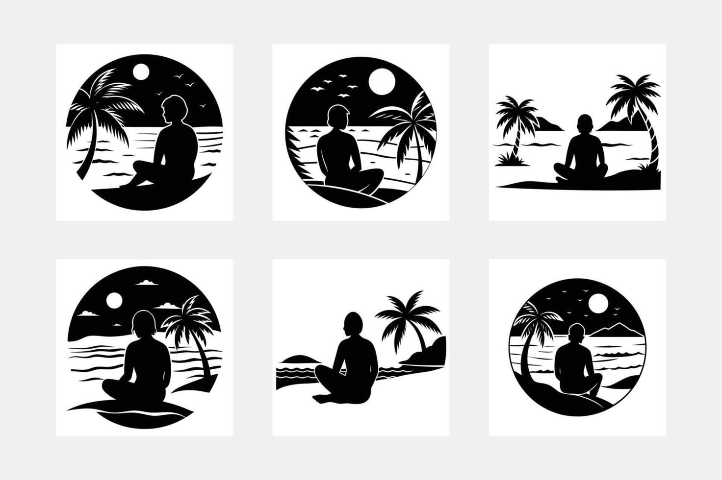 Find your inner peace with our calming meditation logo design set vector