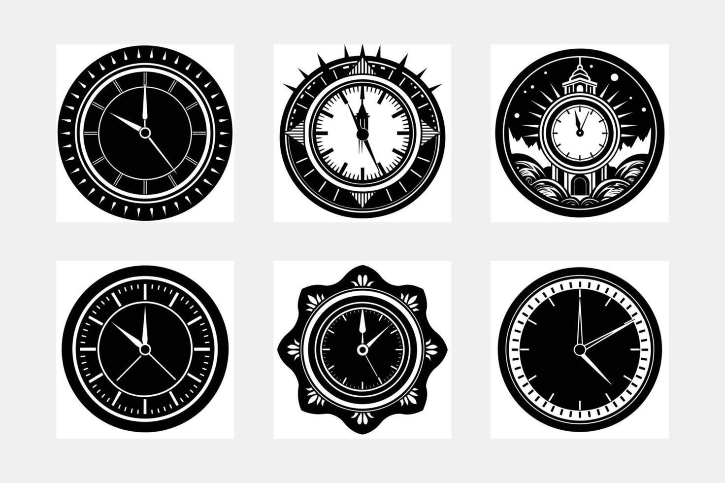 Set of wall clock on white background vector