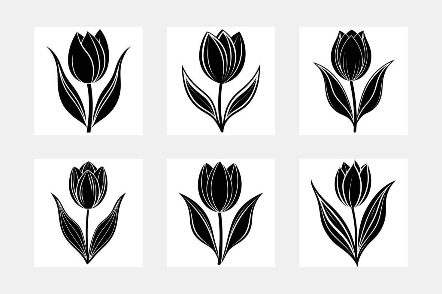 Tulips silhouette set vector