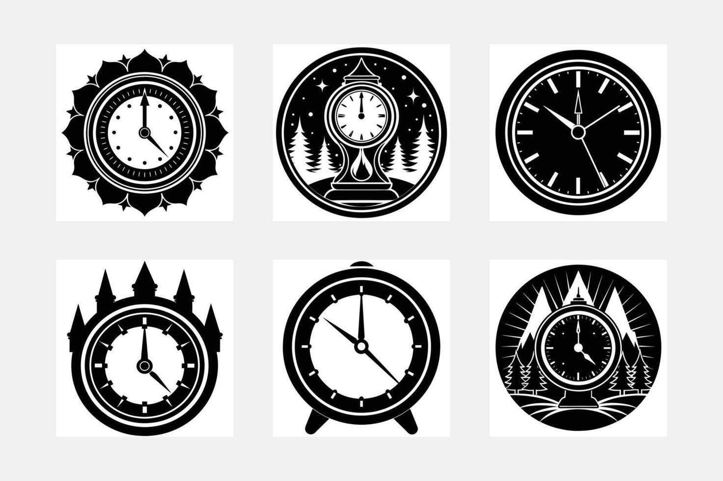 Set of wall clock on white background vector
