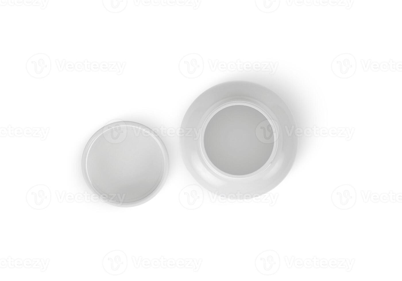 Top view. Blank plastic pill bottle on a white background photo