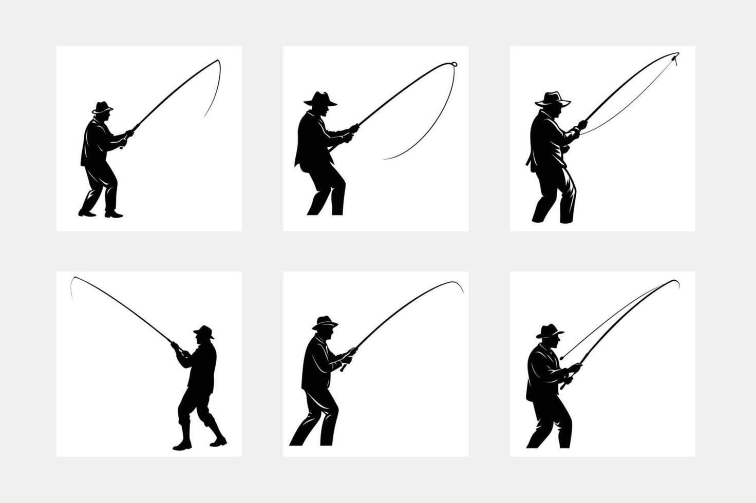 fisherman Silhouette set vector