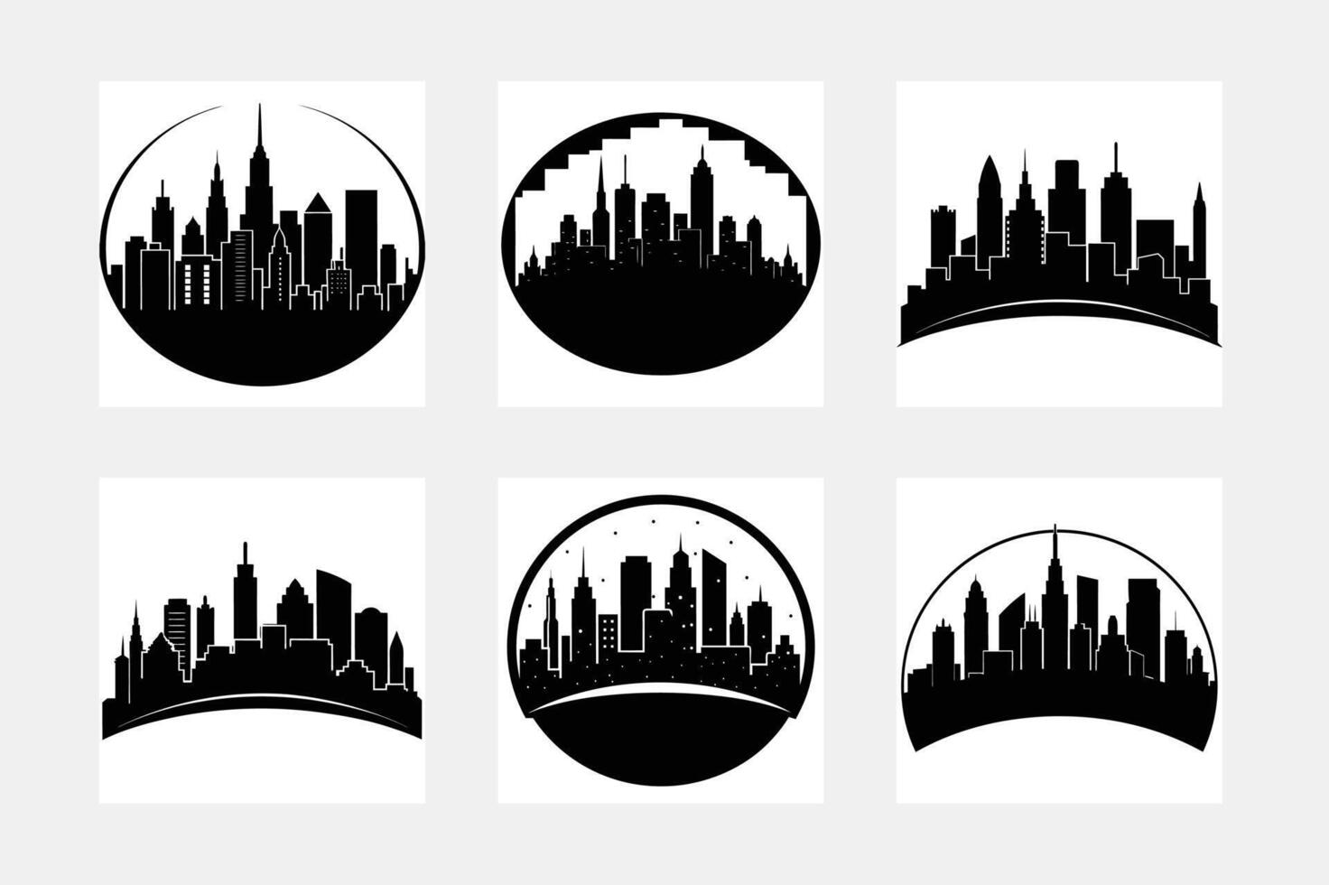 City icon set vector