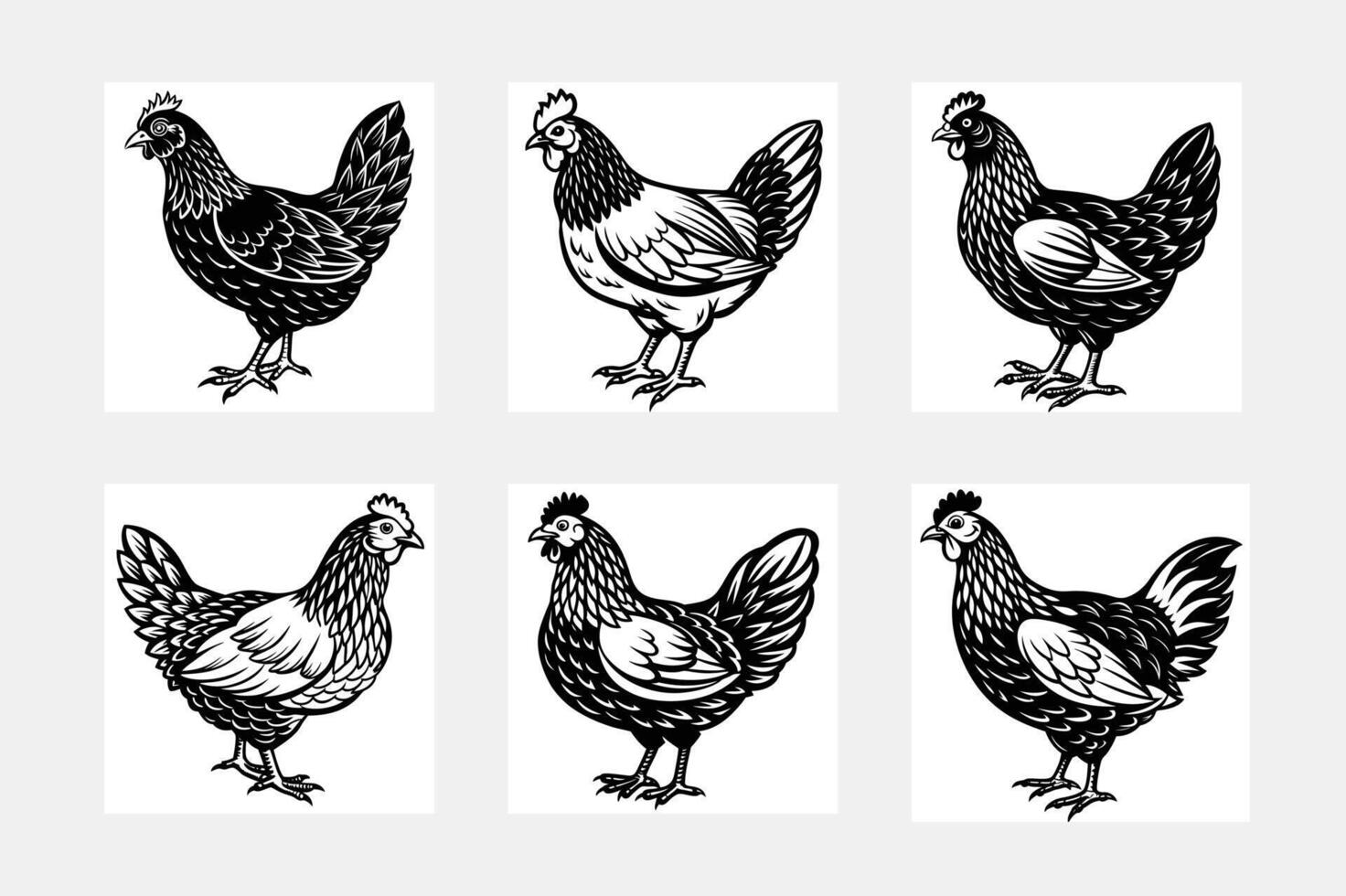 Black and white line drawing of a rooster with heavy bold lines. vector